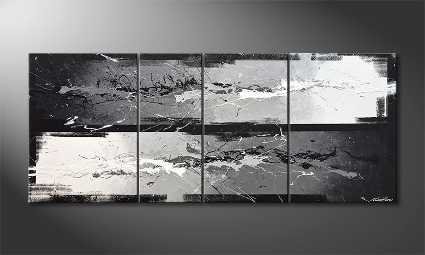 Modern painting Black vs White 170x70cm