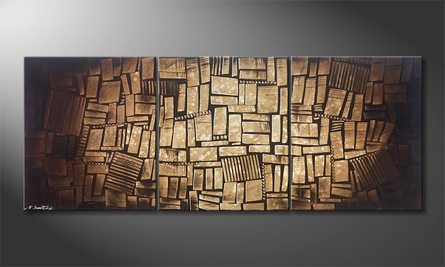 Modern painting Cubic Wood 180x70cm