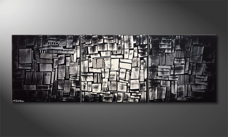 Modern painting Enlightened Cubes 210x70cm