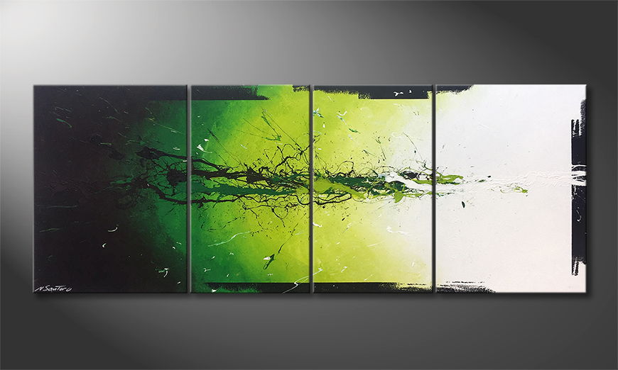 Modern painting Liquid Green 180x70cm