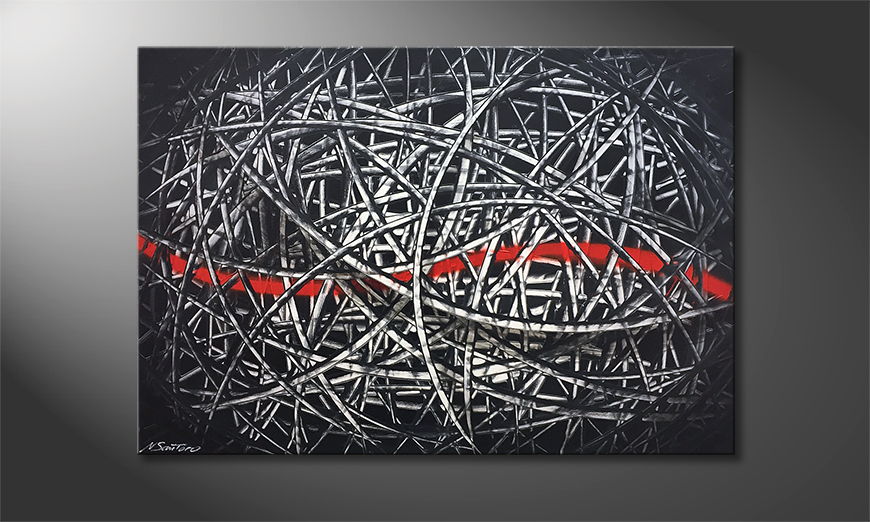 Modern painting Red Line 120x80cm
