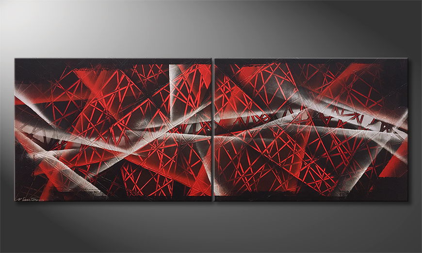 Modern painting Red Night 160x60cm