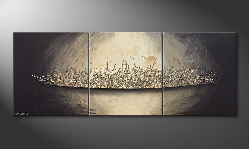 Modern painting Silver Fire 180x70cm