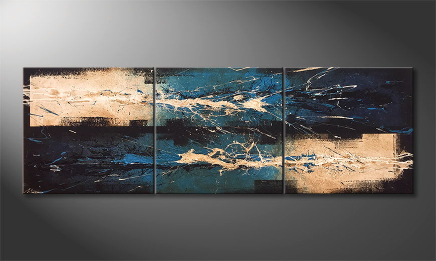 Modern painting Water Lights 210x70cm