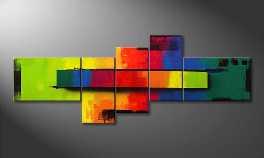 Modern wall art Altered Rainbow 210x80cm