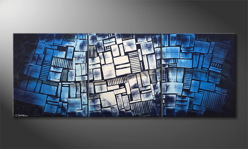 Modern wall art Blue Wave 180x70cm