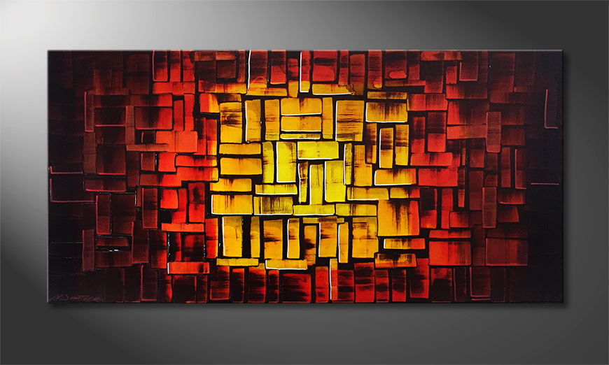 Modern wall art Cubic Flames 120x60cm