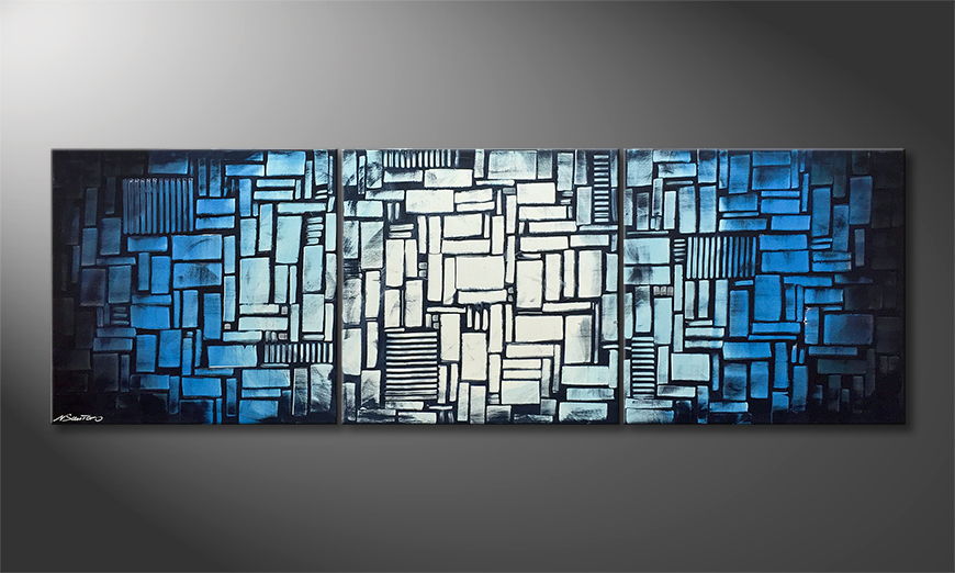 Modern wall art Cubic Waves 210x70cm