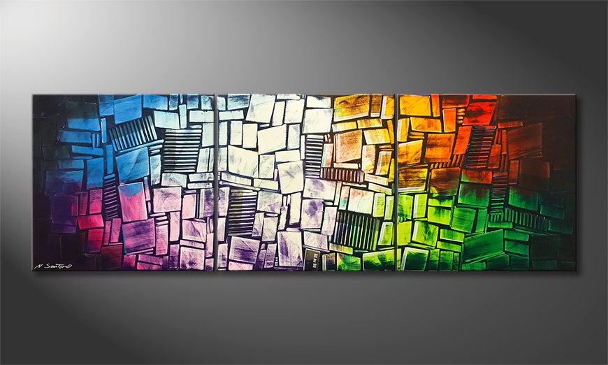 Modern wall art Disarranged Colors 210x70cm