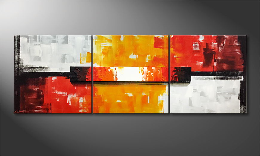 Modern wall art Fire Block 210x70cm