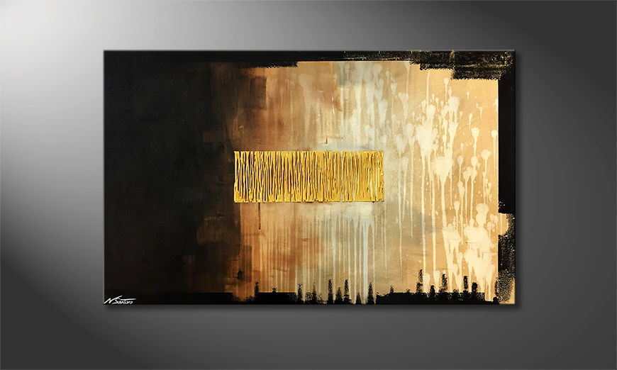 Modern wall art Gold Rain 120x75cm
