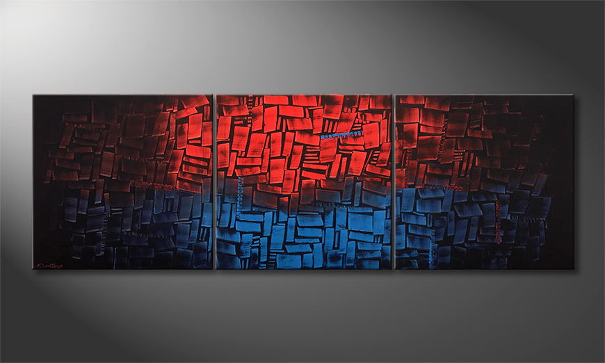 Modern wall art Heated Blue 210x70cm