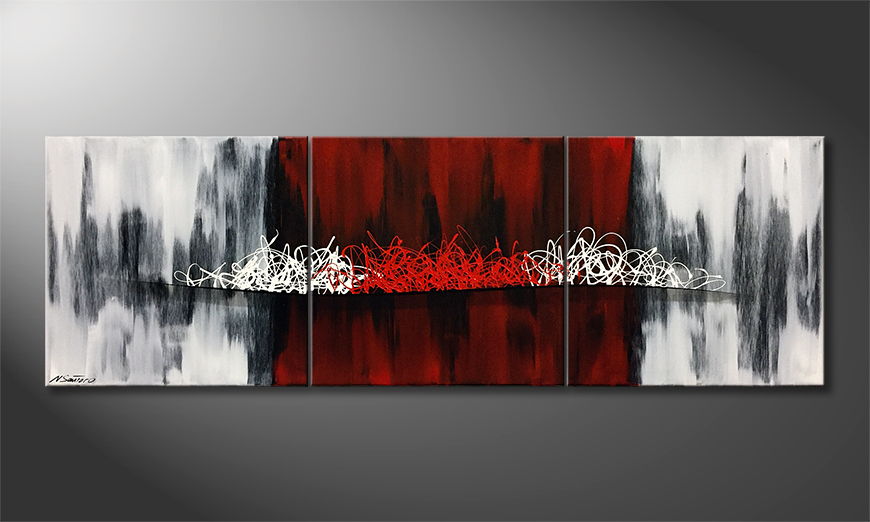 Modern wall art Red Middle 210x70cm