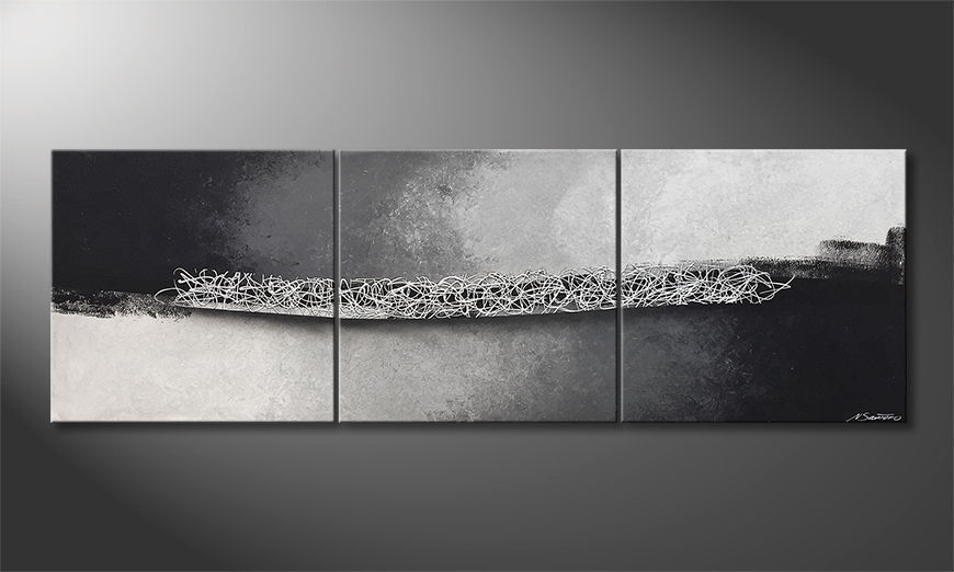 Modern wall art Silver Curls 210x70cm