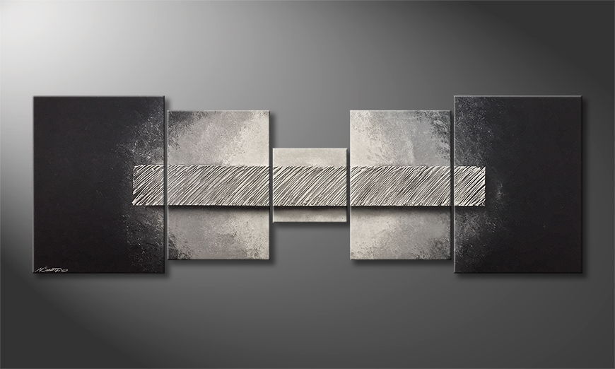 Modern wall art Silver Rain 210x70cm