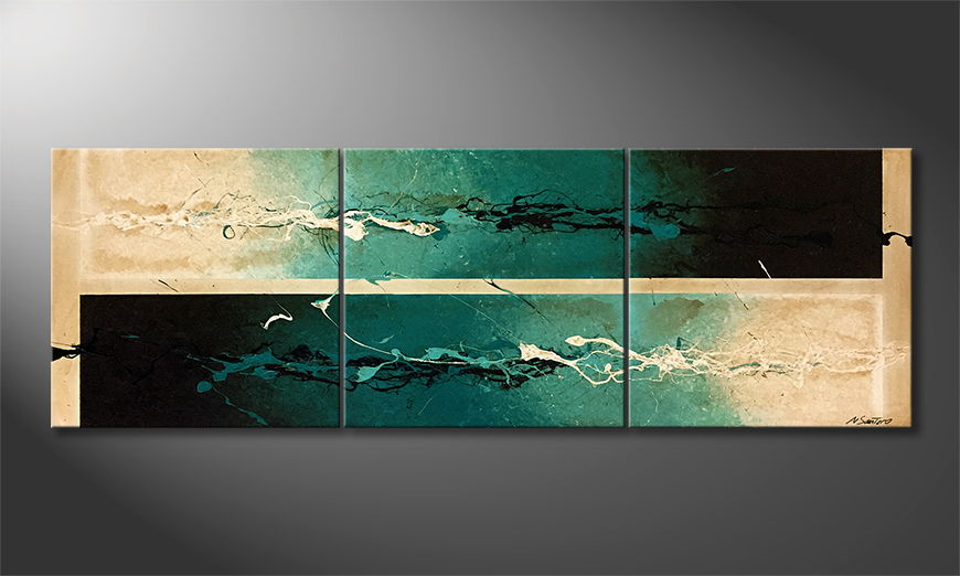 The exclusive painting Aqua Storm 210x70cm