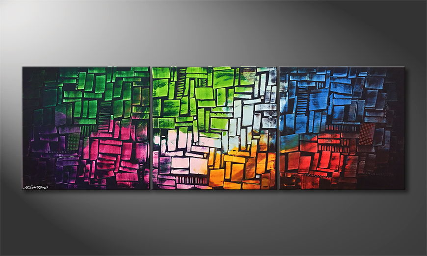 The exclusive painting Cubic Colors 210x70cm