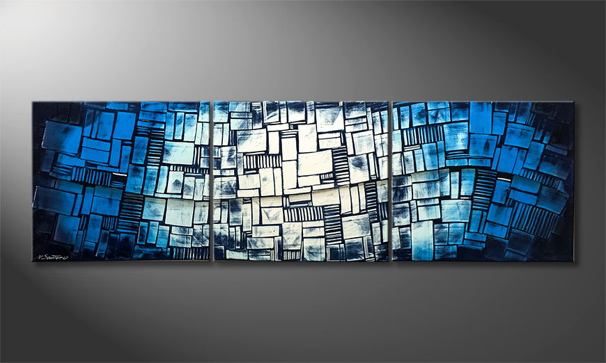 The exclusive painting Cubic Wave 240x70cm