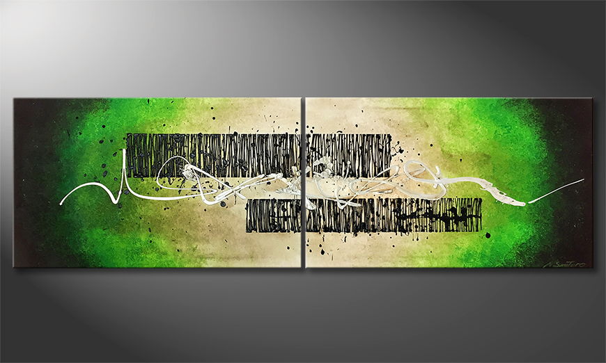 The exclusive painting Dissolved Darkness 200x60cm