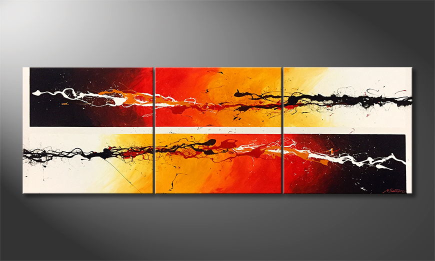 The exclusive painting Fire Of Motion 210x70cm