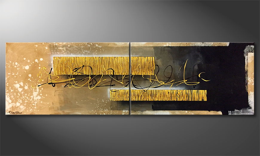 The exclusive painting Golden Cage 200x60cm