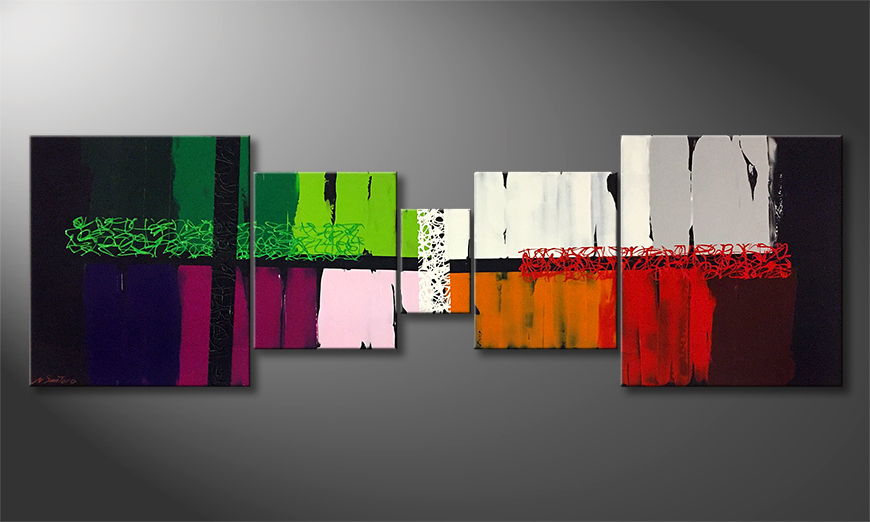 The exclusive painting Lime Light 220x70cm