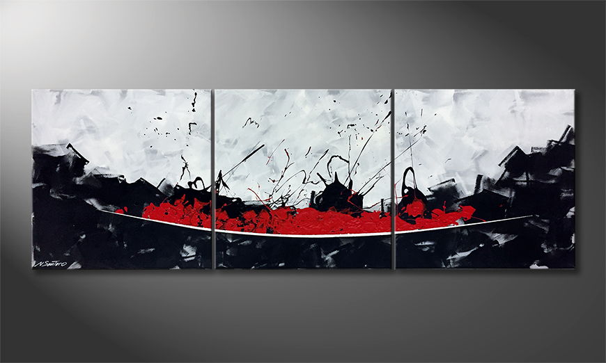 The exclusive painting Liquid Red 210x70cm