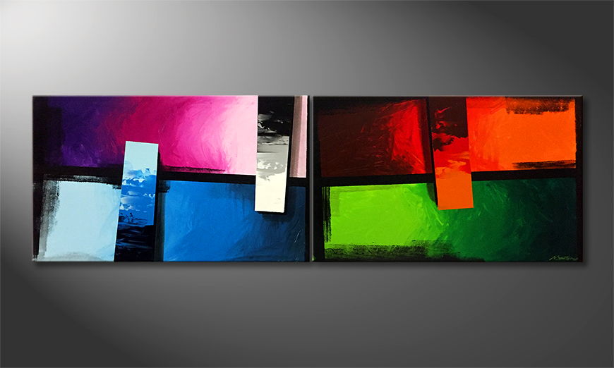 The exclusive painting Overlay 240x75cm