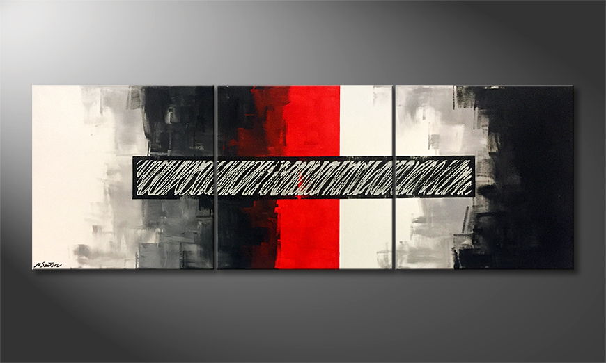 The exclusive painting Red Middle 210x70cm