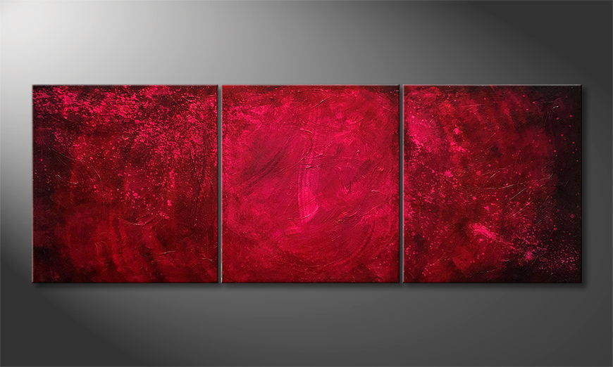 The exclusive painting Red Spot 210x80cm