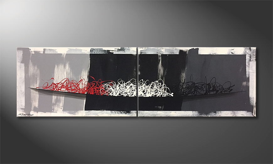 The exclusive painting Rising Light 200x60cm