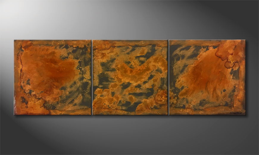 The exclusive painting Rusty Clouds 210x70cm