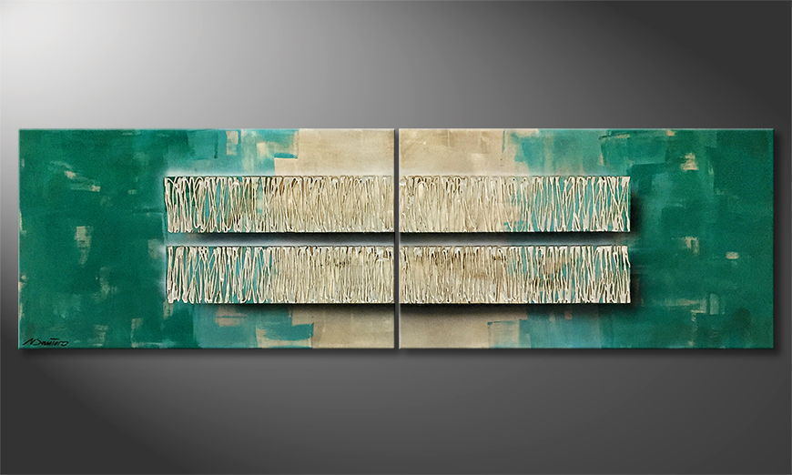The exclusive painting Sychronisation 200x60cm