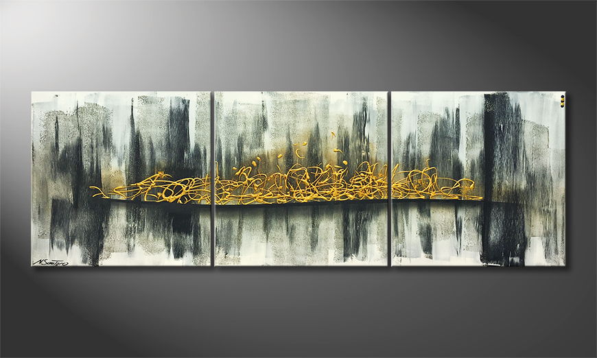 The exclusive painting Vivid Gold 210x70cm
