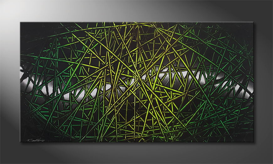 The nice painting Green Rumble 140x70cm